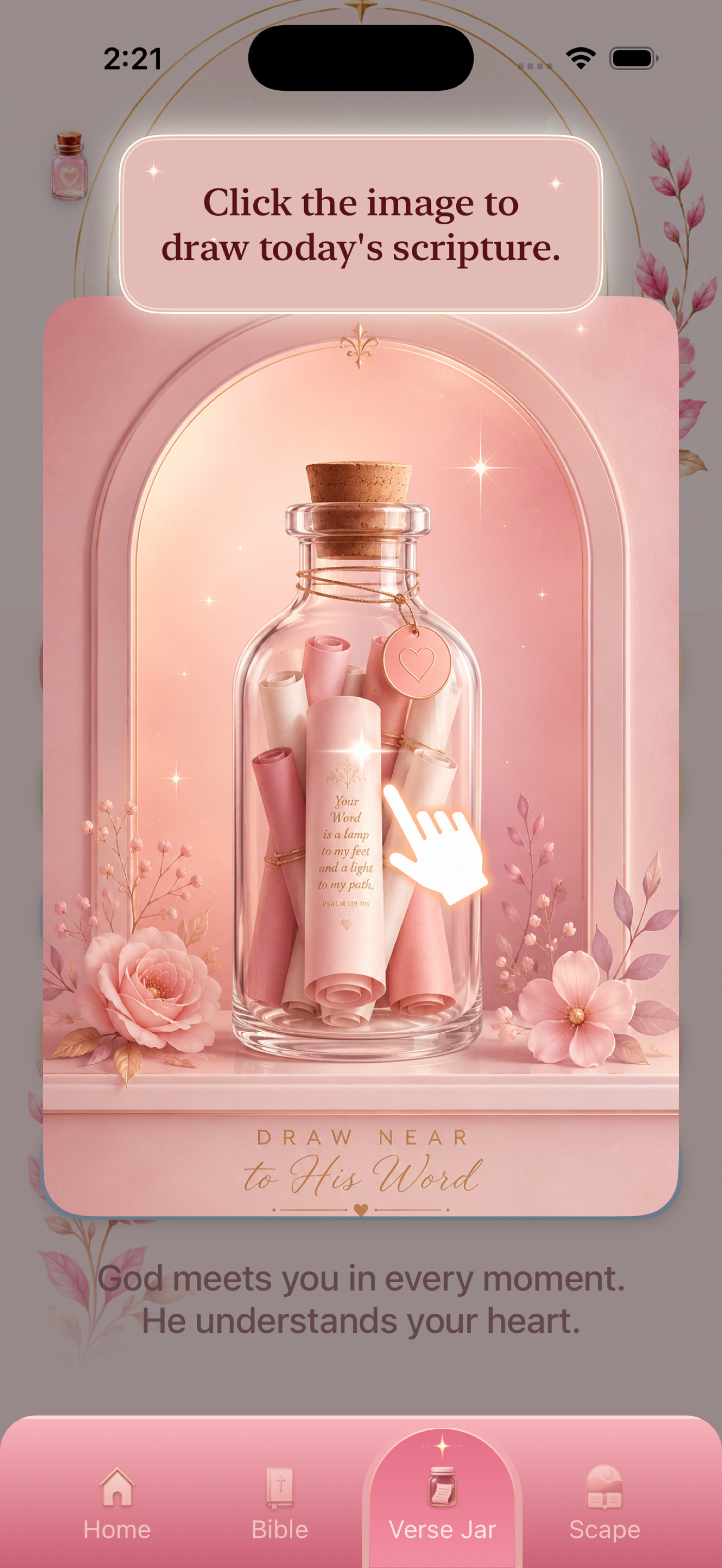 BibleForHer Mood screen with feeling choices